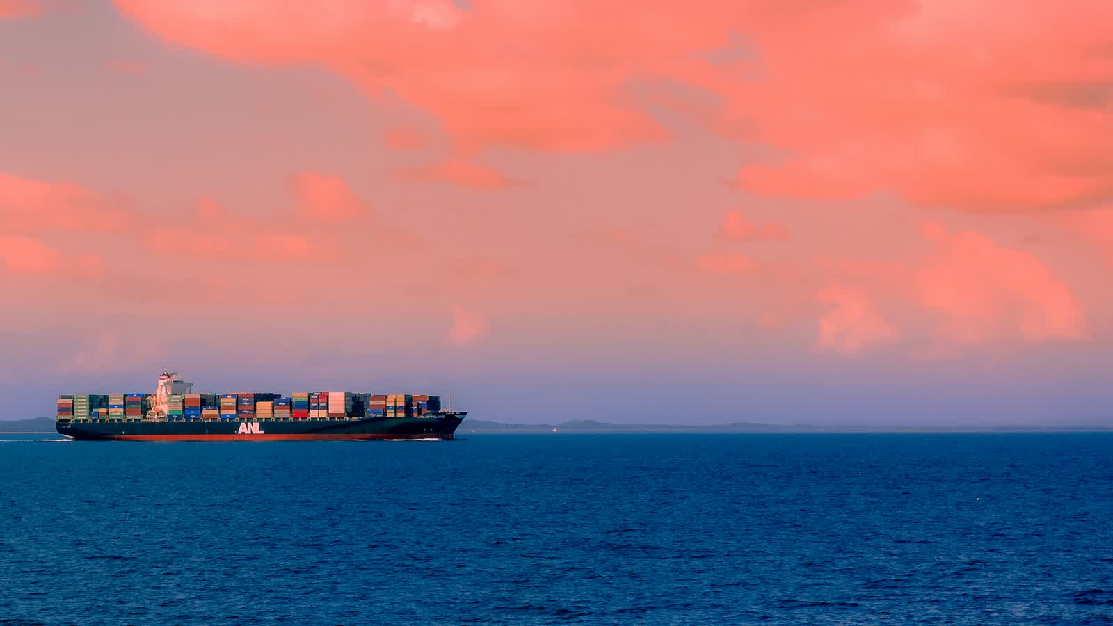 Cargo vessel under way on passage