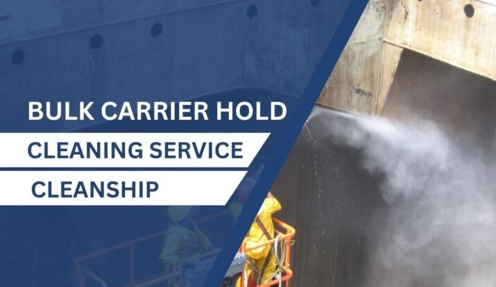 Professional bulk carrier hold cleaning services by Cleanship team using high-pressure water systems