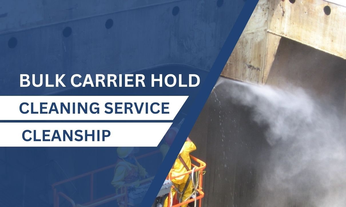 Professional bulk carrier hold cleaning services by Cleanship team using high-pressure water systems