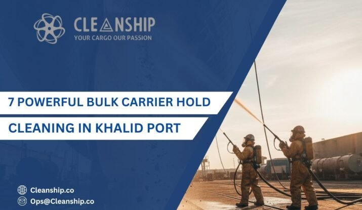Bulk carrier hold cleaning in Khalid Port ensuring cargo safety and efficient vessel operations
