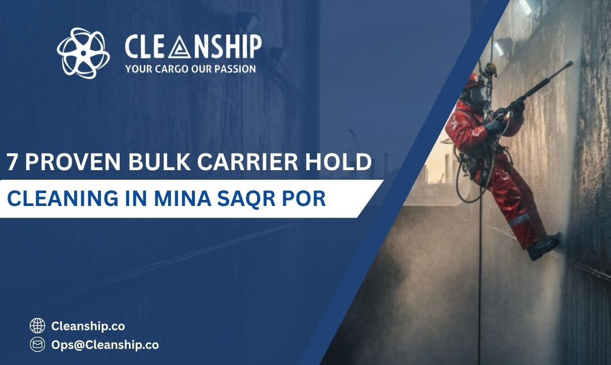 Bulk carrier hold cleaning in Mina Saqr Port for safe and efficient cargo operations