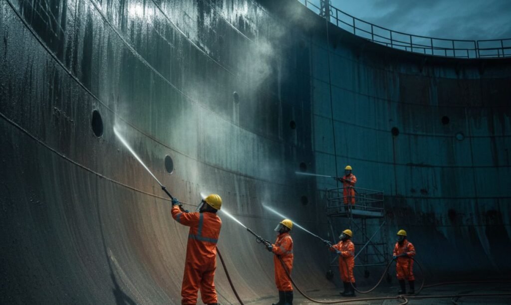 Hold tank cleaning services in Singapore port