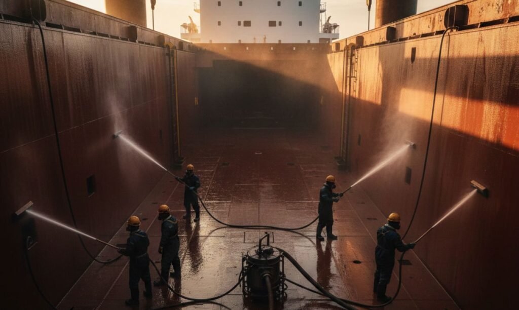 Vessel hold cleaning services at Singapore port