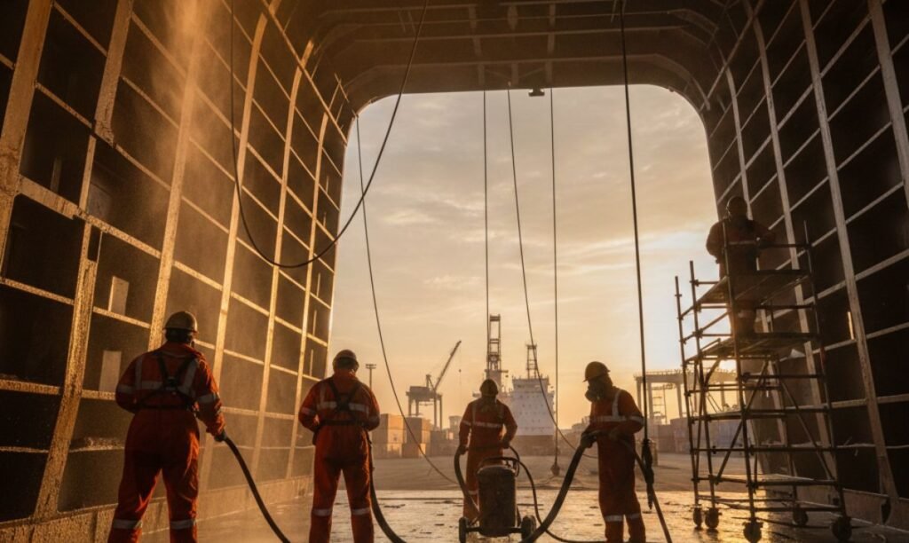 Vessel hold cleaning services at Mumbai Port