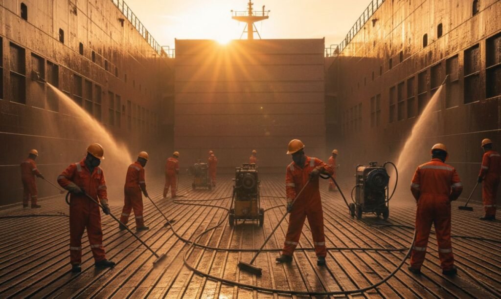 Cargo hold cleaning services at Kakinada port