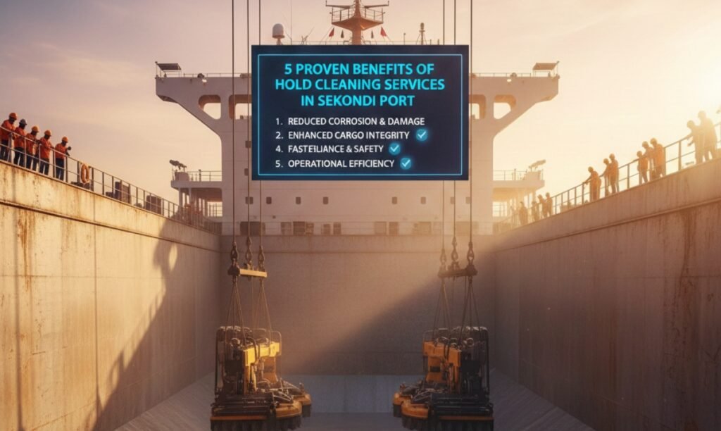 Cargo hold cleaning operations at Fortaleza Port for safe and efficient shipping