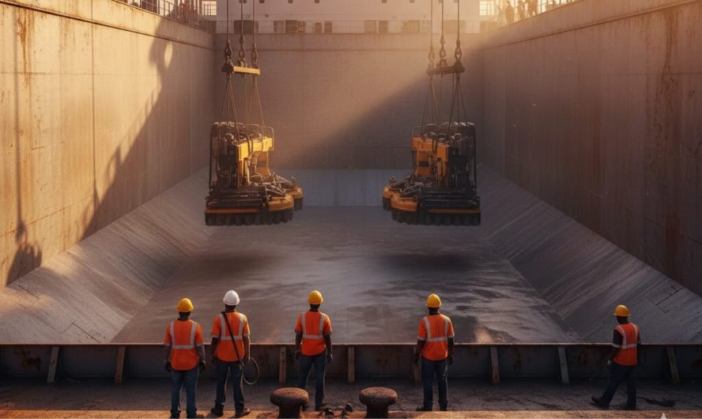 Cargo hold cleaning operations at Fortaleza Port for safe and efficient shipping
