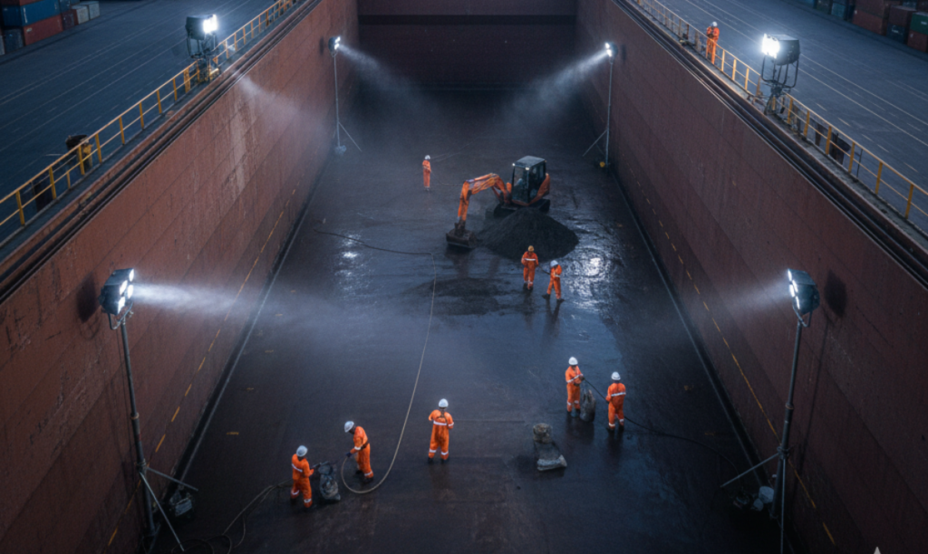 Cargo hold cleaning operations at Rio de Janeiro Port for safe shipping