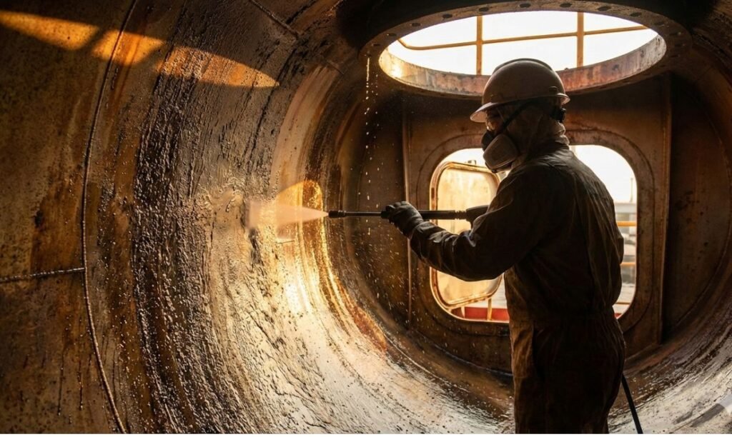Cargo hold cleaning at Porto Alegre Port for safe and efficient shipping operations