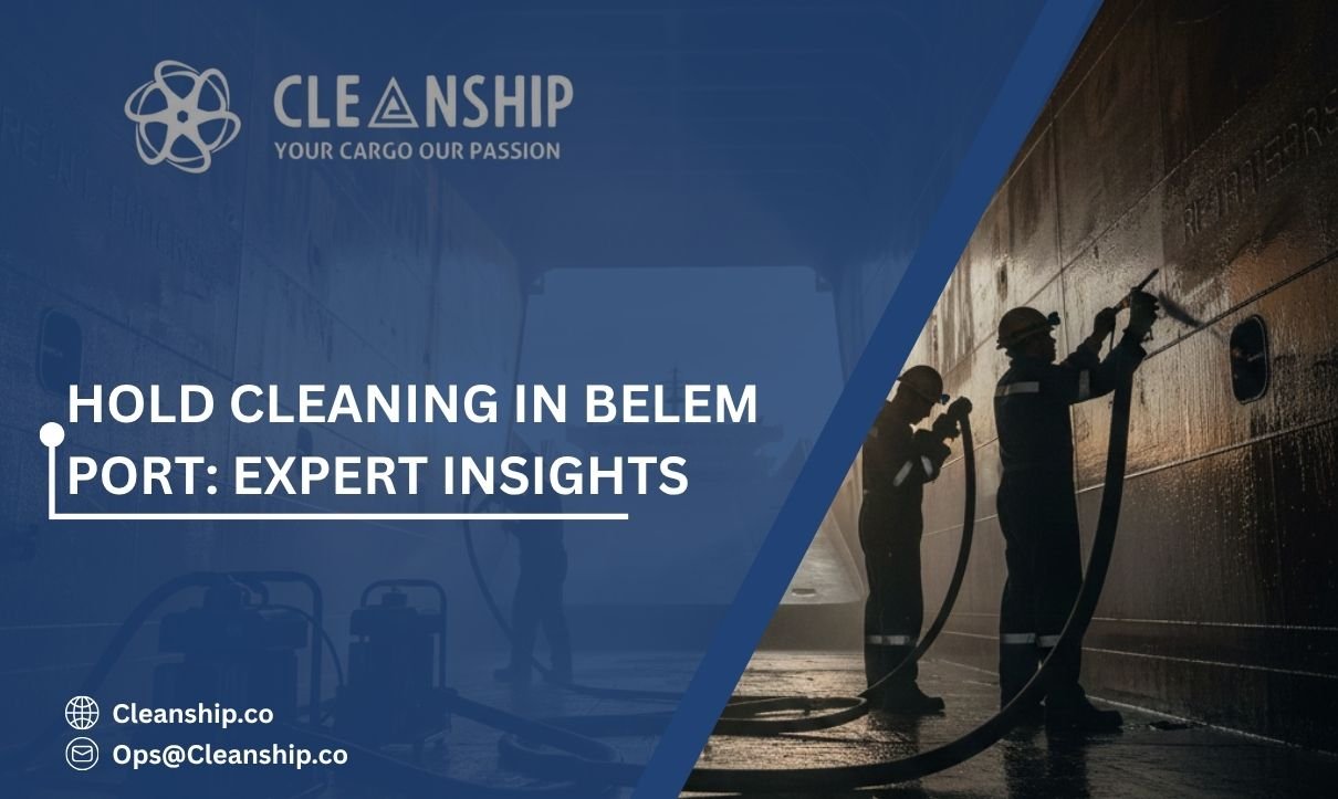 Cargo hold cleaning at Belem Port for safe and efficient shipping operations
