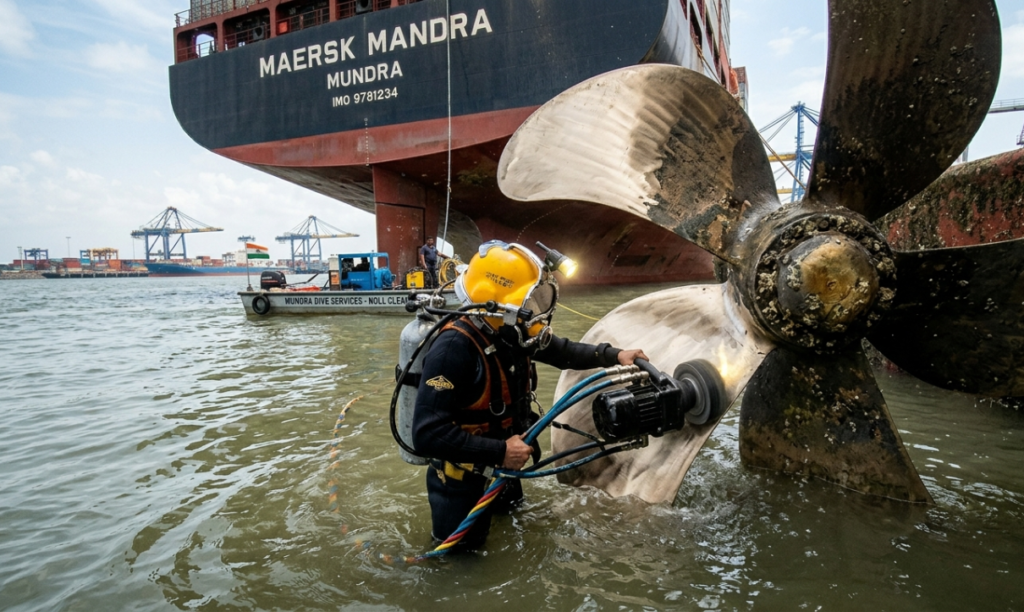Propeller Polishing in Mundra Marine Diving Services